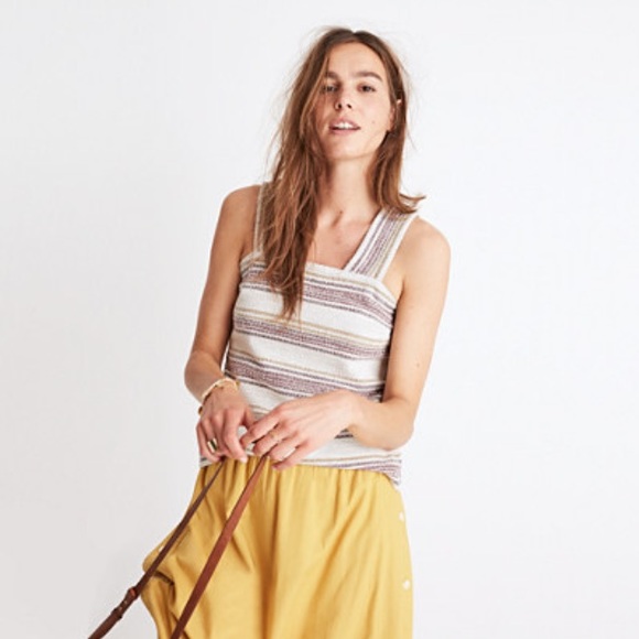 Madewell Tops - Madewell Apron Button Back Tank Top Stripe Ivory